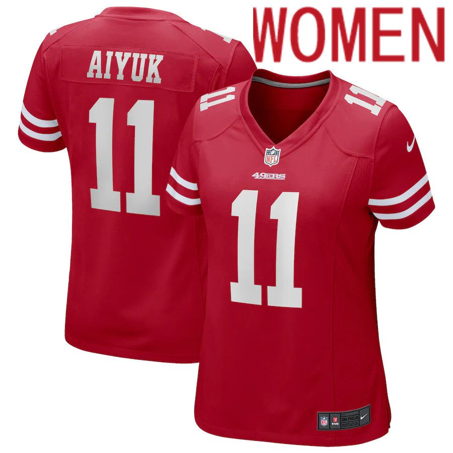 Women San Francisco 49ers #11 Brandon Aiyuk Nike Scarlet Game NFL Jersey->women nfl jersey->Women Jersey